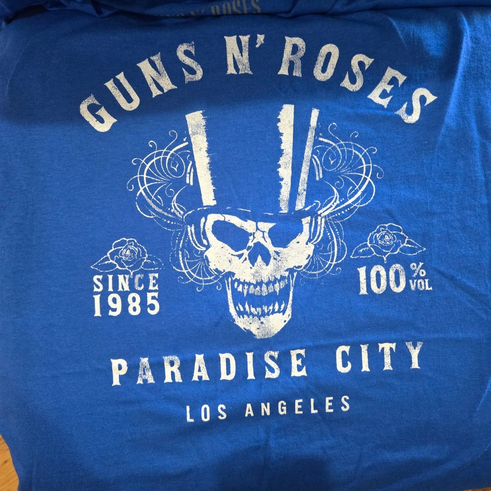 Guns‎ N Roses Men's 4XL 90's NWOT Paradise City Skull Graphic T Shirt Blue Rock